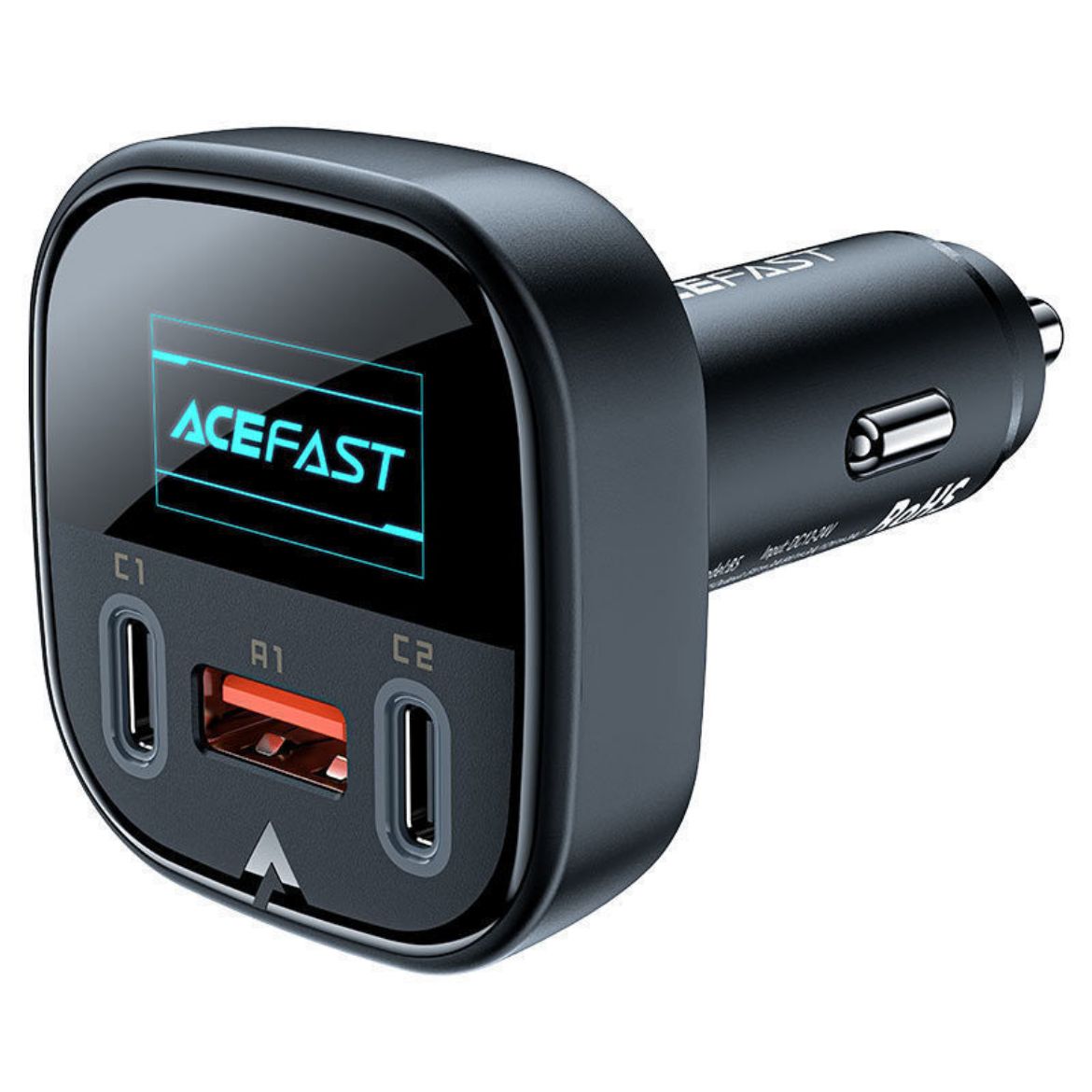 Picture of AceFast Metal Car Charger with Oled Smart Display - Black