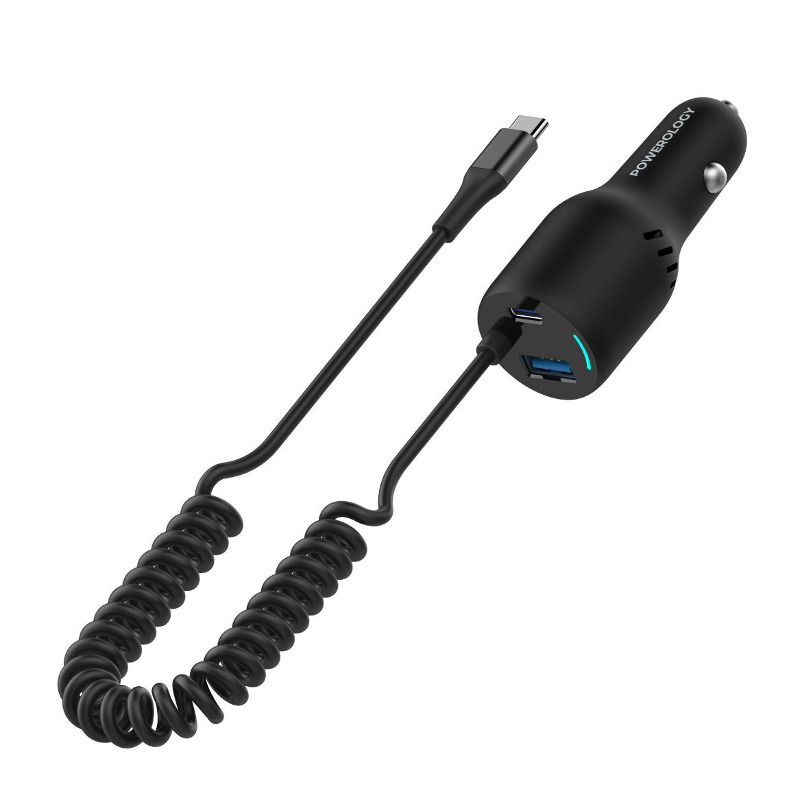 Picture of Powerology Dual Ports Car Charger With Type-C Cable - Black