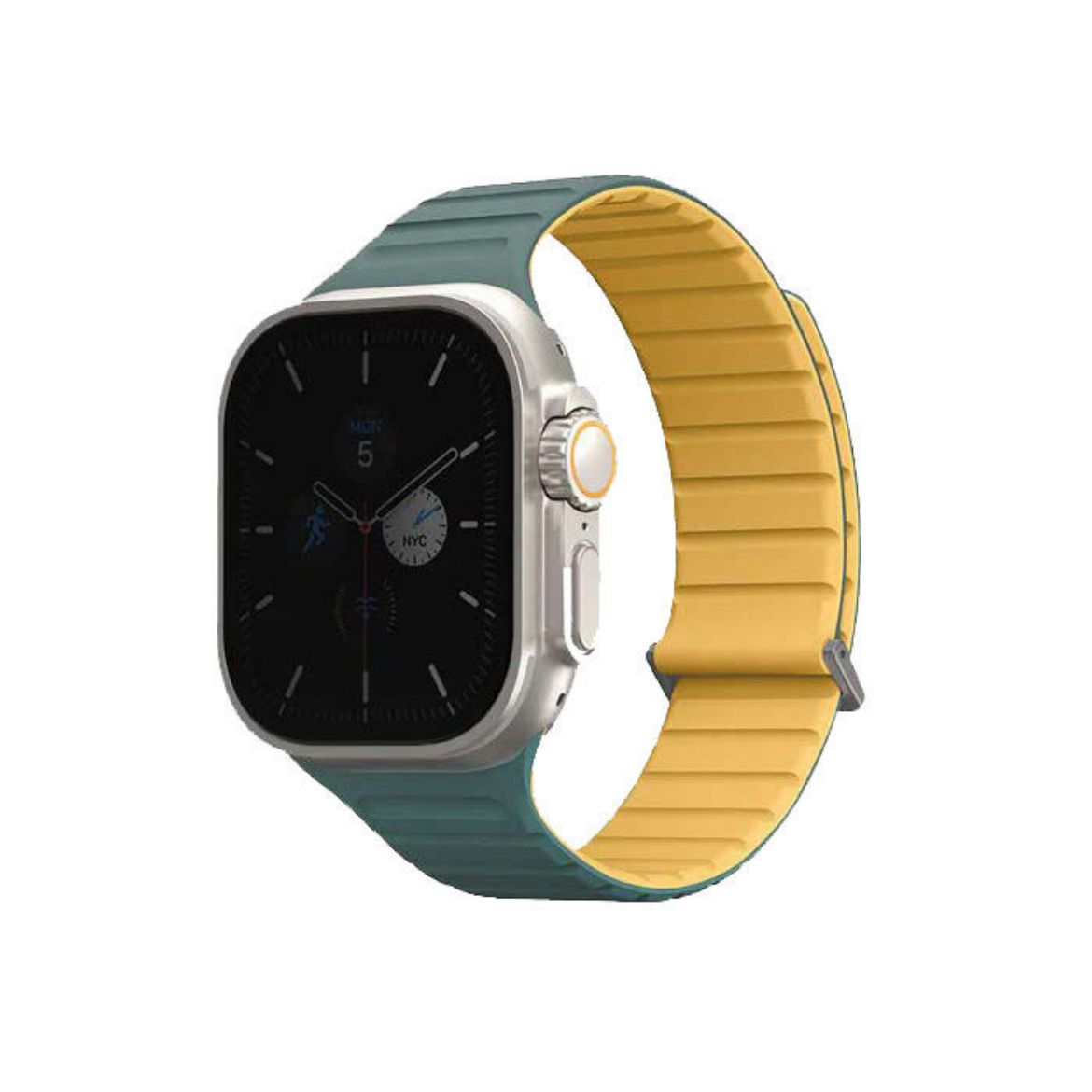 Picture of Uniq Revix Evo Reversible Magnetic Apple Watch Strap 49/45/44/42mm - Viridian Green/Burnt Yellow