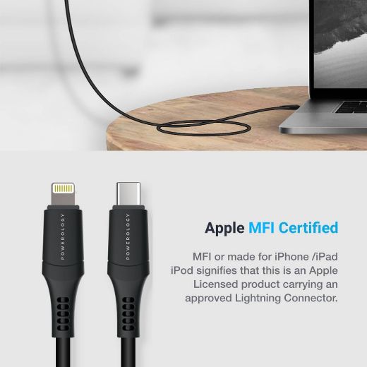 Picture of Powerology PVC USB-C to Lightning Cable 1.2M - Black