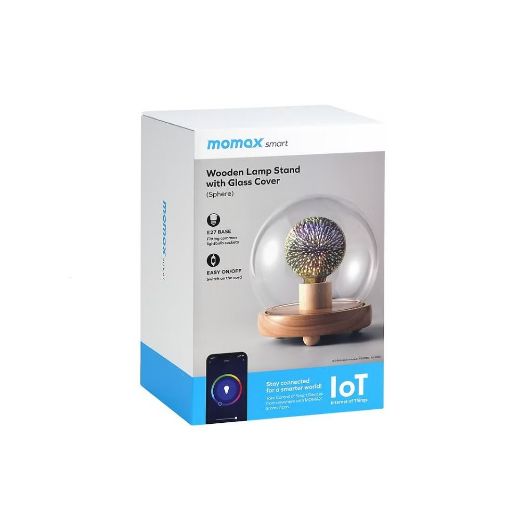 Picture of Momax Smart Fancy IoT LED Bulb & Wooden Lamp Stand with Glass Cover