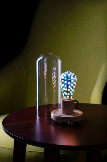 Picture of Momax Smart Fancy IoT LED Bulb & Wooden Lamp Stand with Glass Cover