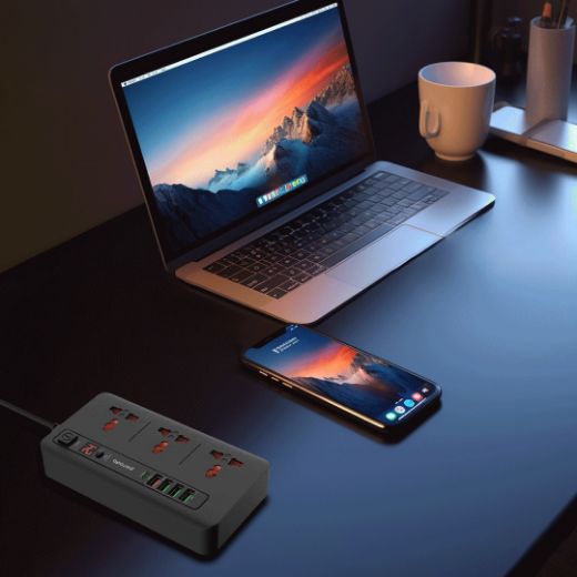 Picture of Porodo Multi-Port Power HUB 4 USB-A/USB-C Ultimate Home & Office Kit 2M (18W USB QC3.0 / 20W USB-C PD) - Black