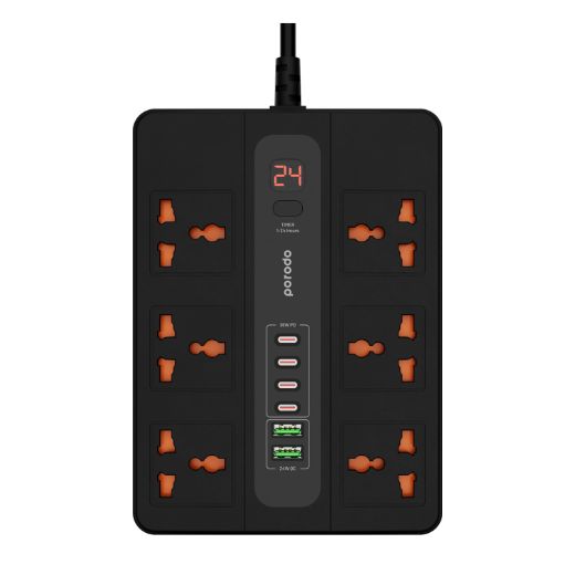 Picture of Porodo Multi-Port Super HUB 4 USB-C/ 2 USB-A Ultimate Home & Office Kit 3M (24W USB-A / 36W PD) - Black