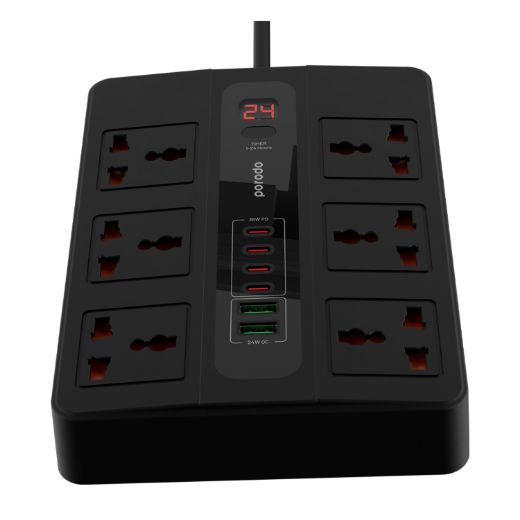 Picture of Porodo Multi-Port Super HUB 4 USB-C/ 2 USB-A Ultimate Home & Office Kit 3M (24W USB-A / 36W PD) - Black