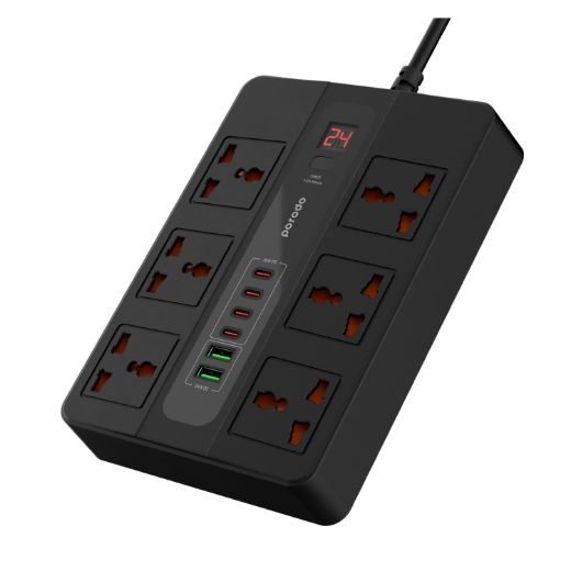 Picture of Porodo Multi-Port Super HUB 4 USB-C/ 2 USB-A Ultimate Home & Office Kit 3M (24W USB-A / 36W PD) - Black