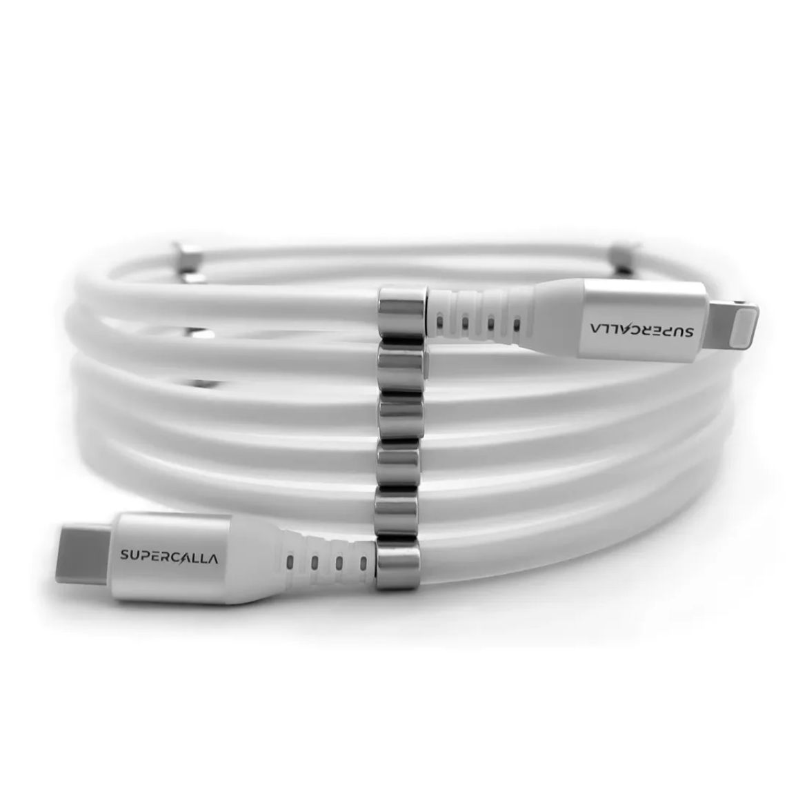 Picture of SuperCalla Magnetic USB-C to Lightning Cable 2M - White