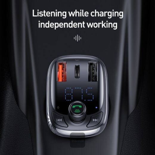 Picture of Baseus T typed S-13 Bluetooth MP3 car charger (PPS Quick Charger-) - Black