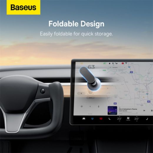 Picture of Baseus T-Space Series Folding Metal Car Phone Mount - Frost Silver