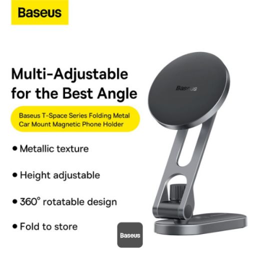 Picture of Baseus T-Space Series Folding Metal Car Phone Mount - Frost Silver