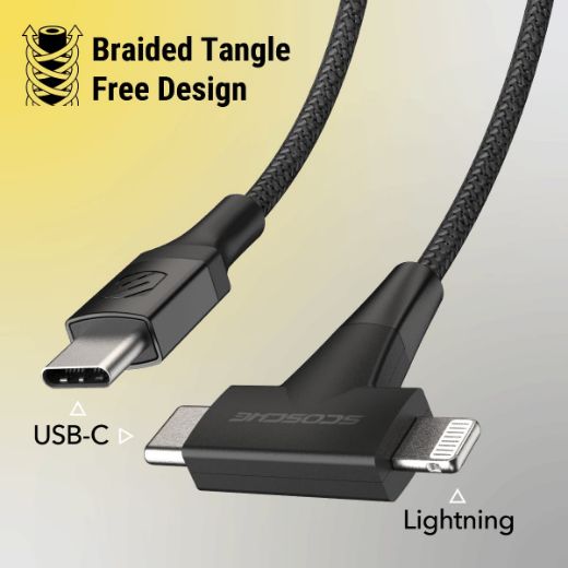 Picture of Scosche StrikeLine USB-C to USB-C / Lightning 1.2M - Black