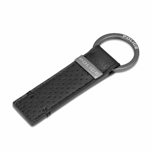 Picture of Police Orion Leather Perforated Keyring - Black