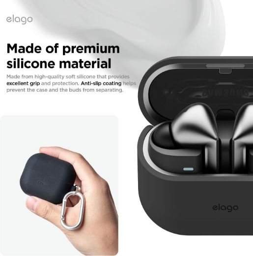 Picture of Elago Samsung Galaxy Buds 3/Buds 3 Pro Silicone Hang Case - Black