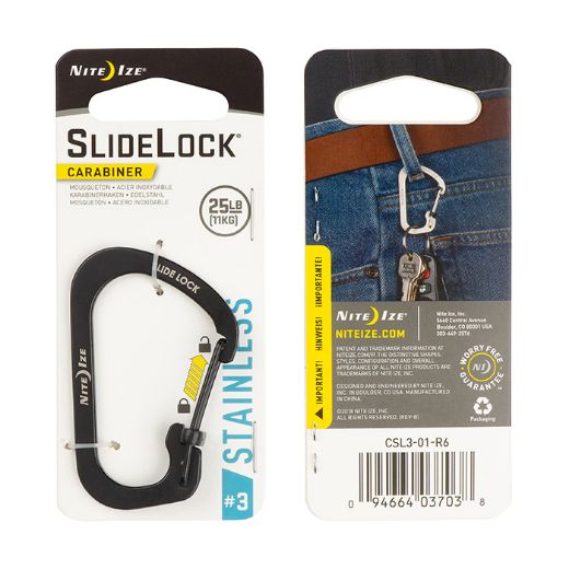 Picture of NiteIze SlideLock Carabiner Stainless Steel #3 - Black