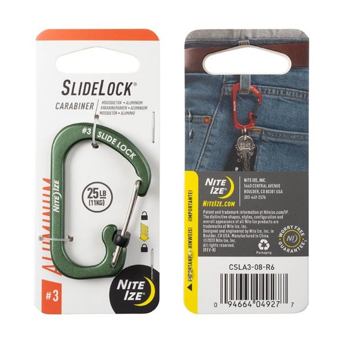 Picture of NiteIze SlideLock Carabiner Aluminum #3 - Olive