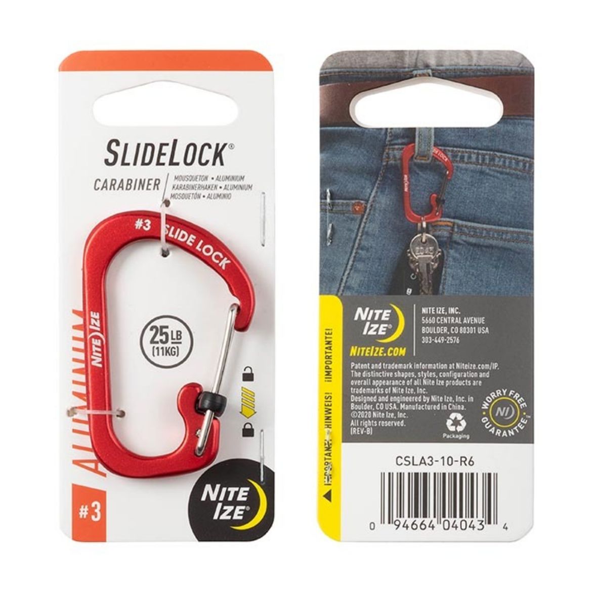 Picture of NiteIze SlideLock Carabiner Aluminum #3 - Red