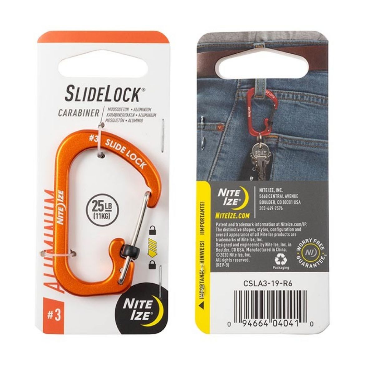 Picture of NiteIze SlideLock Carabiner Aluminum #3 - Orange