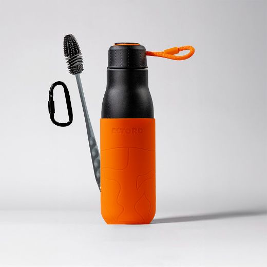 Picture of Eltoro Stainless Steel Bottle 500ml Black with Orange Sleeve - Black/Orange