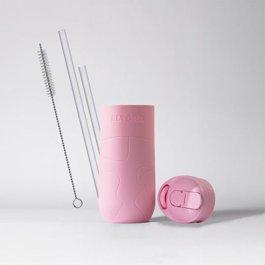 Picture of Eltoro Bottle Sleeve With Straw Lid - Baby Pink