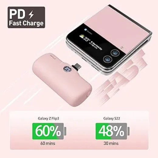 Picture of iWalk LinkMe Pro Fast Charge 4800mAh Pocket Battery Type-C With Battery Display - Pink