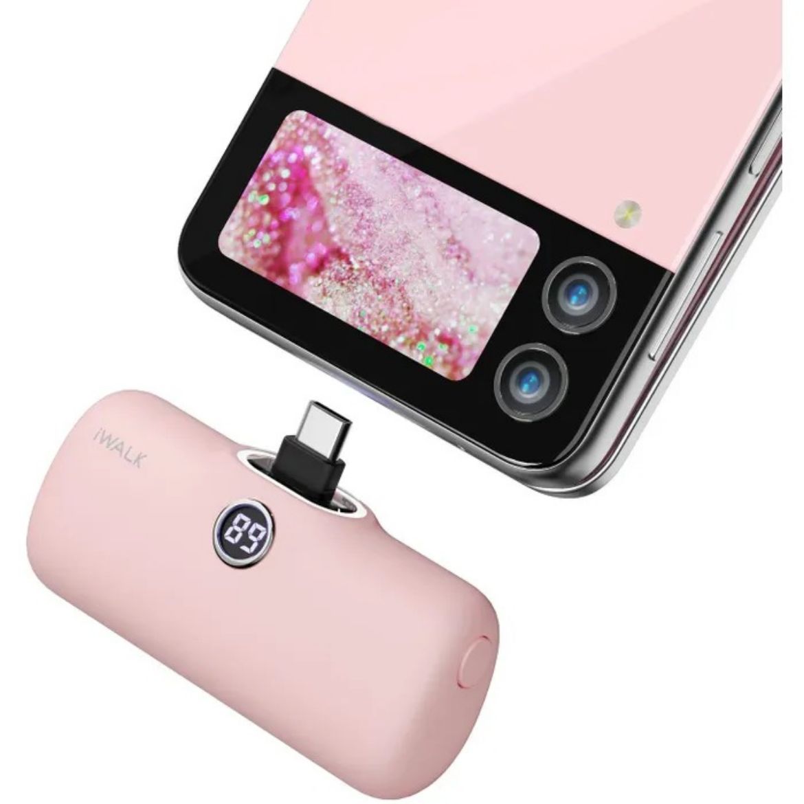 Picture of iWalk LinkMe Pro Fast Charge 4800mAh Pocket Battery Type-C With Battery Display - Pink