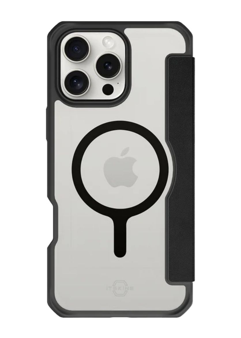 Picture of Itskins Hybrid Folio Case With Magsafe for iPhone 16 Pro Max  6.9-inch - Black With Recycle Leather