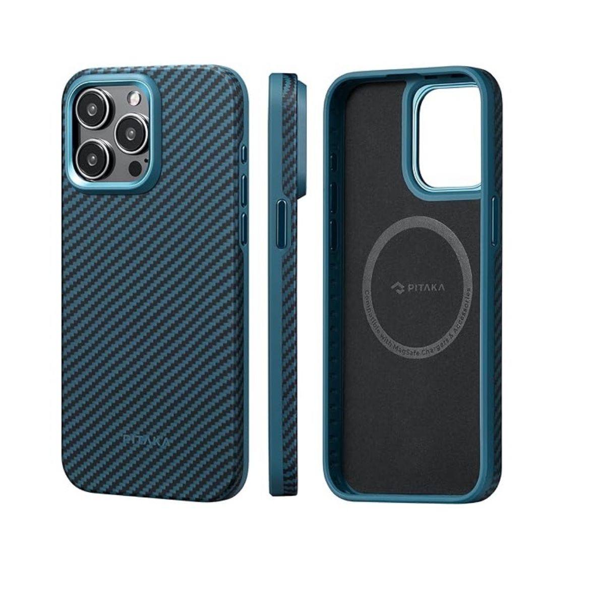 Picture of Pitaka Protective Slim Case for iPhone 15 Pro Max - Blue/Black