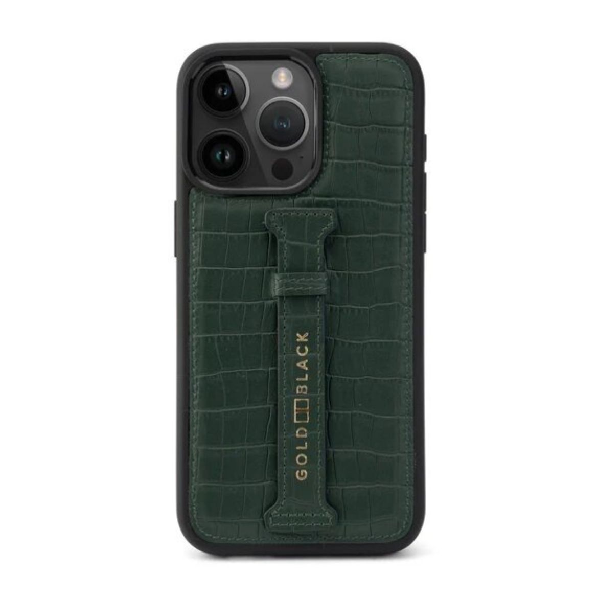 Picture of Gold Black CrocPrestige with Fingerstrap Case for iPhone 16 Pro Max - Green