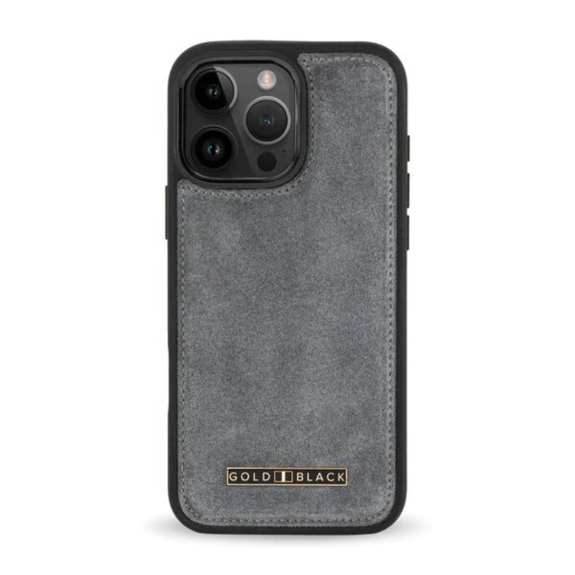 Picture of Gold Black Luxe Suede Case for iPhone 16 Pro - Grey