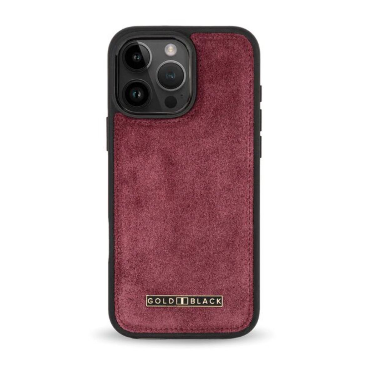 Picture of Gold Black Luxe Suede Case for iPhone 16 Pro - Maroon