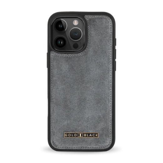 Picture of Gold Black Luxe Suede Case for iPhone 16 Pro Max - Grey