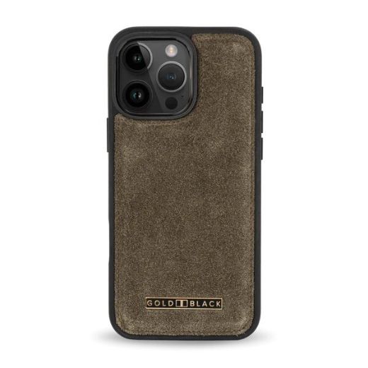 Picture of Gold Black Luxe Suede Case for iPhone 16 Pro Max - Khaki Green