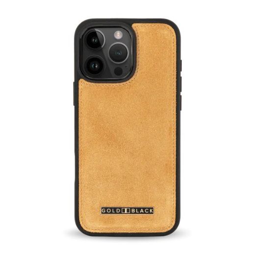 Picture of Gold Black Luxe Suede Case for iPhone 16 Pro Max - Mustard