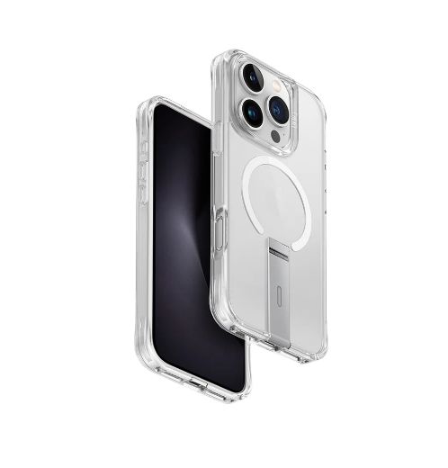 Picture of Uniq Hybrid Eleva Magclick Charging with Vertical Stand Case for iPhone 16  Pro - Lucent Clear