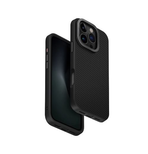 Picture of Uniq Hybrid Keva Magclick Charging with Camera Stand Case for iPhone 16 Pro Max- Carbon Black