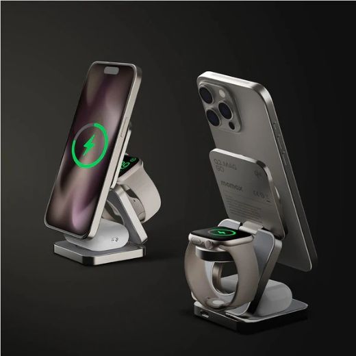 Picture of Momax Q2 Mag Go Qi2 3in1 Magnetic Wireless Charging Stand - Titanum