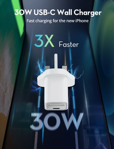 Picture of Ravpower GaN PD 30W USB-C Mini Wall Charger - White