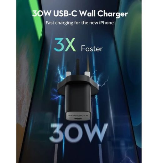 Picture of Ravpower GaN PD 30W USB-C Mini Wall Charger - Black