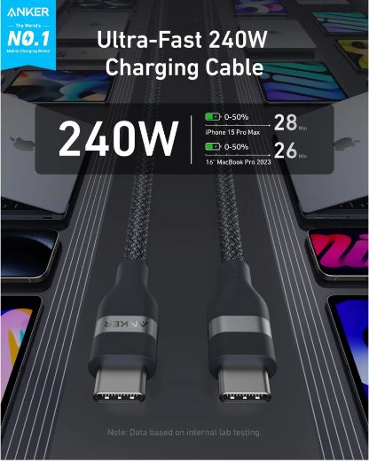 Picture of Anker USB-C to USB-C Cable 240W (Upcycled-Braided) (1.8m/6ft) - Black