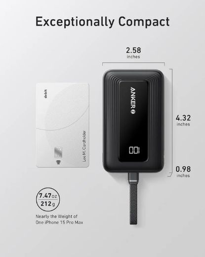 Picture of Anker Zolo Power Bank (10K, 30W, Built-In USB-C Cable) - Black