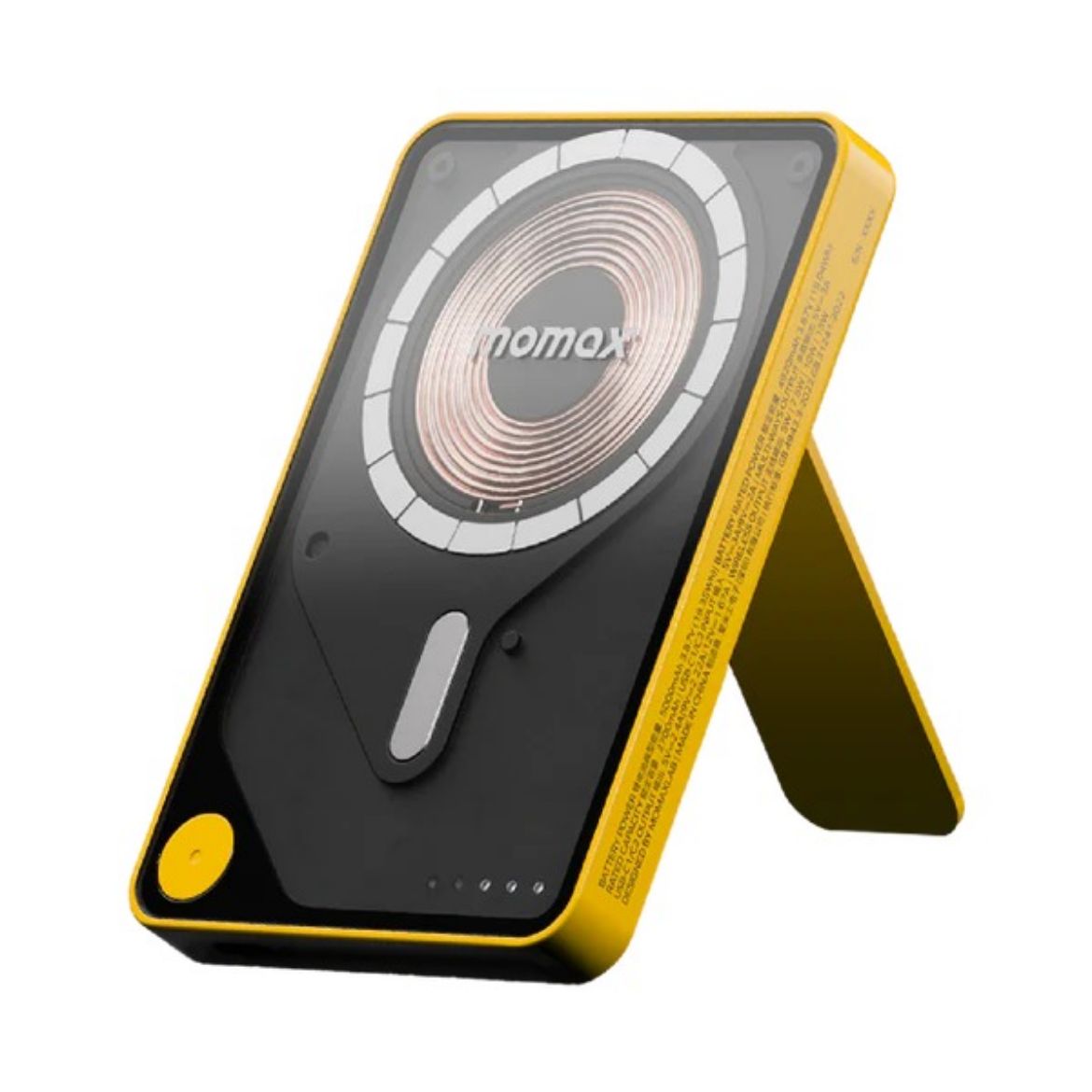 Picture of Momax 1-Power X Pro Magnetic Wireless Battery Pack 5000mAh with Stand and Built-in USB-C Cable - Yellow