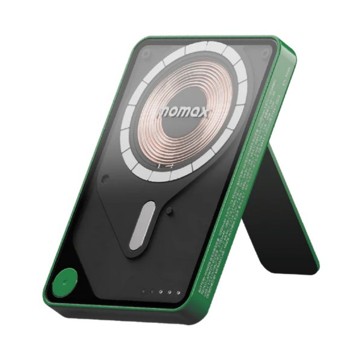 Picture of Momax 1-Power X Pro Magnetic Wireless Battery Pack 5000mAh with Stand and Built-in USB-C Cable - Green