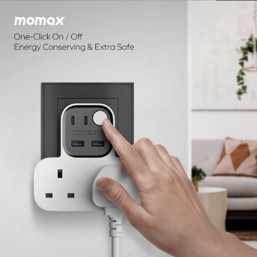 Picture of Momax 1-Charge Work Flow T-shaped Extention 2 Socket with USB - White