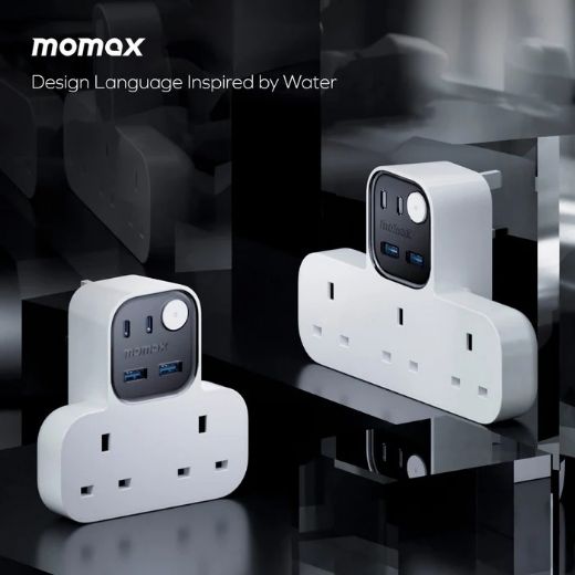 Picture of Momax 1-Charge Work Flow T-shaped Extention 2 Socket with USB - White