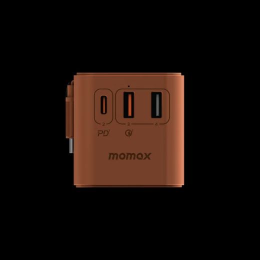 Picture of Momax 1-World 70W Gan 3 Port With Built-In USB-C Cable Ac Travel Adaptor - Desert Titanium