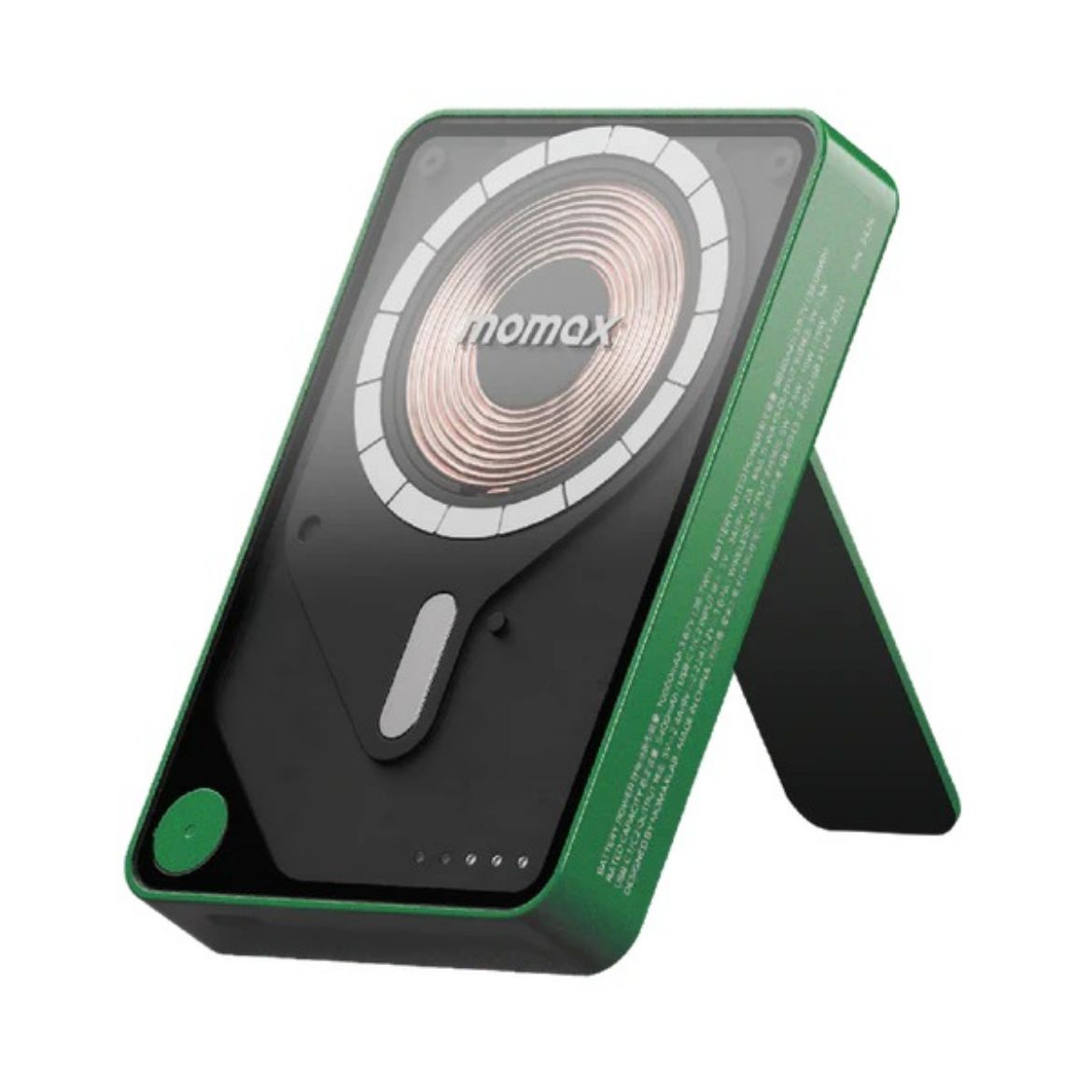 Picture of Momax 1-Power X Pro Plus Magnetic Wireless Battery Pack 10000mAh with Stand and Built-in USB-C Cable - Green