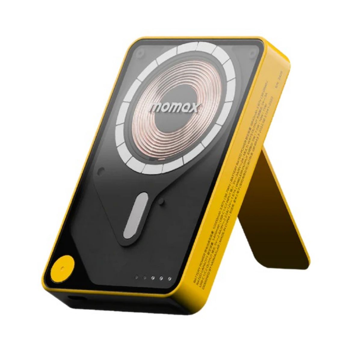 Picture of Momax 1-Power X Pro Plus Magnetic Wireless Battery Pack 10000mAh with Stand and Built-in USB-C Cable - Yellow