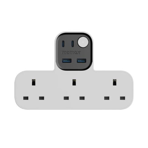 Picture of Momax 1-Charge Work Flow T-shaped Extention 3 Socket with USB - White