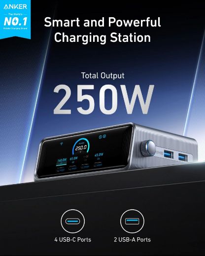 Picture of Anker Prime Charger (250W, 6 Ports, GaNPrime) - Silver