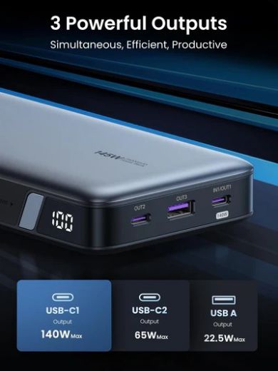 Picture of Ugreen 25000mAh Power Bank with USB-C to USB-C Cable - Gray